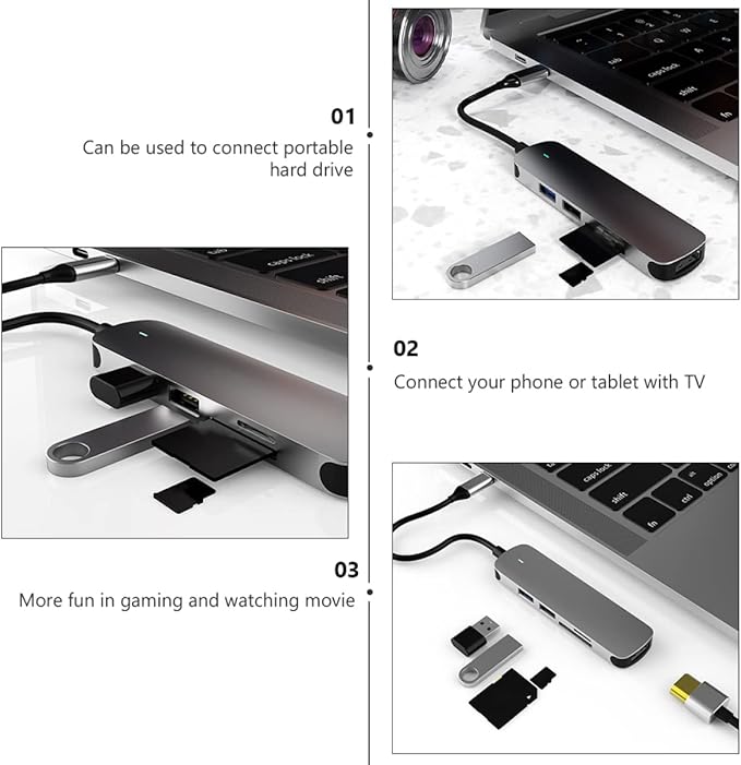 Hub USB Tipo C Gadpipparty Multipuerto Aluminio 5 Puertos miniatura 8