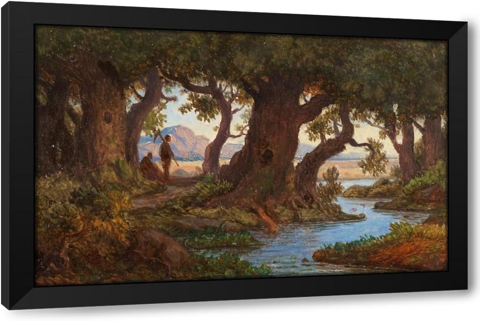 ArtDirect Italienische Flusslandschaft (1825) Custom Framed Art Print Giclee Print or Canvas Options with Various Sizes and Customization by Adrian Ludwig Richter