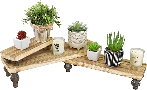 Miniatura 7 de Ikee Design Juego de 3 piezas de soporte elevador de madera, soporte elevador de exhibición de postres de magdalenas, soporte para monitor, soporte