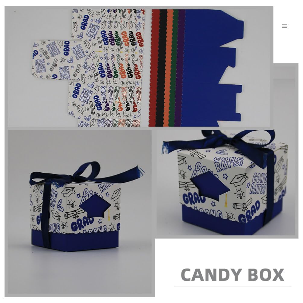 PRETYZOOM 50stücke Graduation Boxen Blaues Abschluss-hut Design Süßigkeitenboxen Für Feiern Für Snacks Und Zur Abschlussfeier Für Bachelor-feiern
