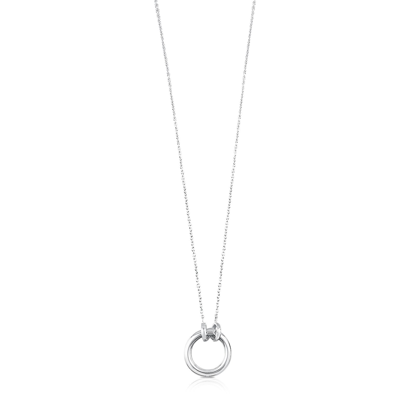 TOUS Collar de Plata de Primera Ley para Mujer con Anilla, Sencillo y Personalizable con los Accesorios, Colección Hold