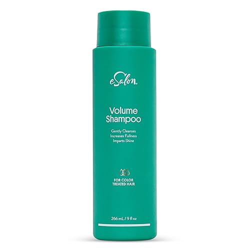 eSalon Champú para cabello teñido y con volumen (9 onzas líquidas), sin sulfatos (SLS y SLES) para evitar la decoloración del color, añade volumen,