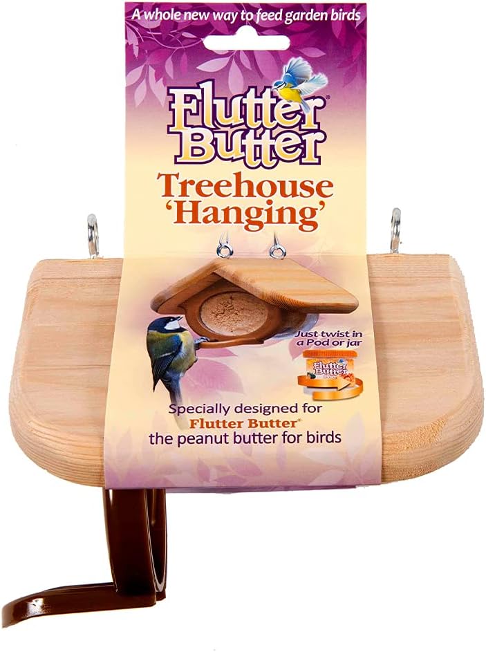 Jacobi Jayne Flutter Butter Treehouse Hanging Feeder, Wood