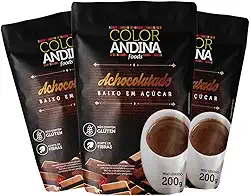 Achocolatado Diet Baixo em Açúcar 200g | Vegano | Cacau 100% Puro - 3 unidades