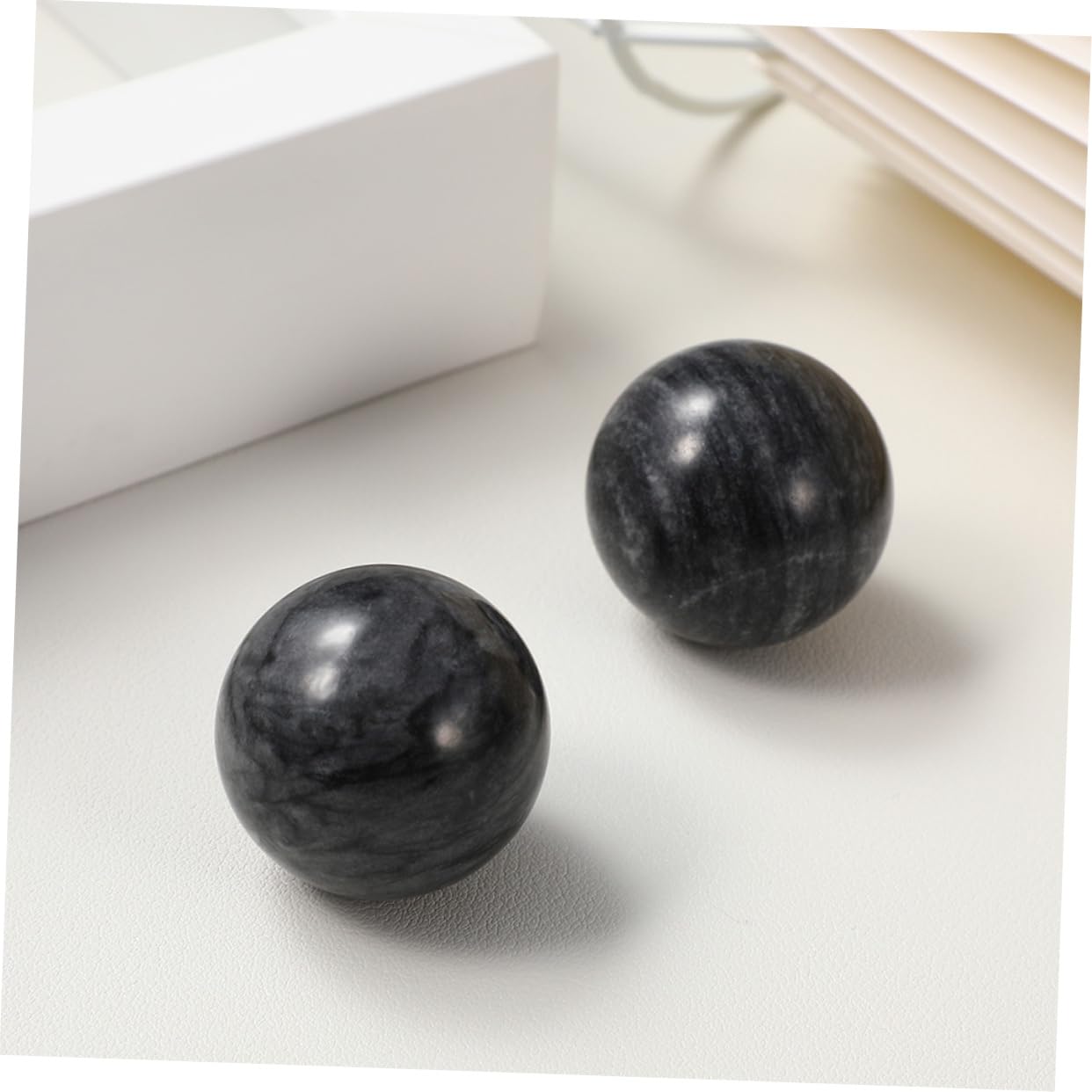 FOMIYES 5 Sätze Den Ball Drehen Hand Ball Em Handball Hand Massage Ball Handmassage Ball Sensorische Bälle Silberne Kugeln Handballen Massieren Tragbare Kugel Stein Black 4 Stücke * 5