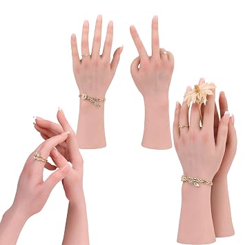 Silicone Female Hand Life Size Silicone Hand for Showing Jewelry Pranksters Halloween Props Dark Brown, Right Hand