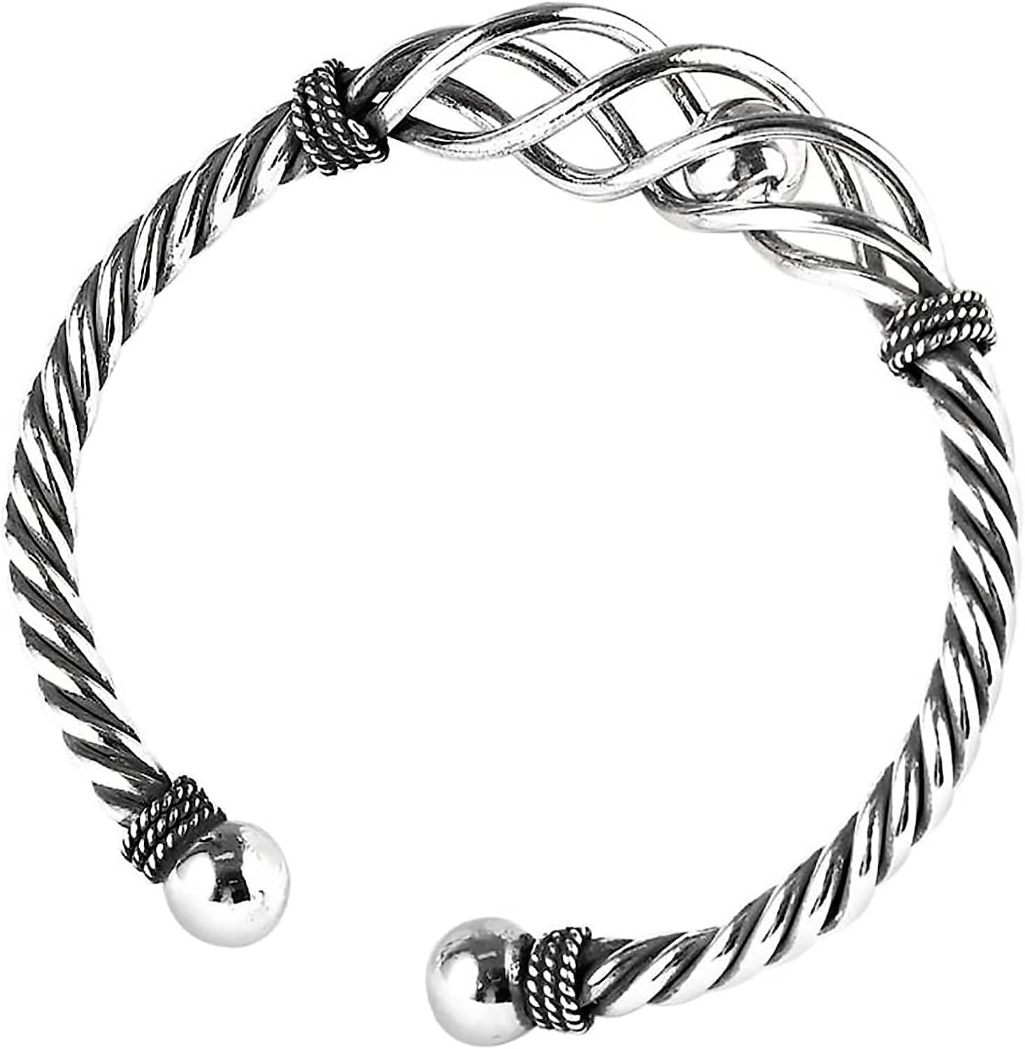YNIYUJKL Silver Bracelet, Bracelet Womenchinese Style Vintage Bangle S925 Silver Bangle Handmade Silver Jewelry Retro Opening Twist Female Bracelet Bracelettwist Bracelet