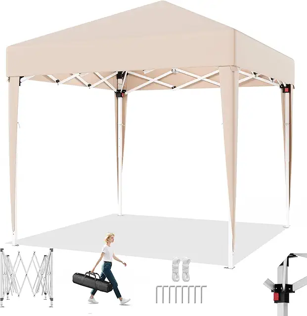 TRIUMPHKEY Carpa Plegable 2x2 Impermeable, Gazebo Jardín Acero Inoxidable UV50+