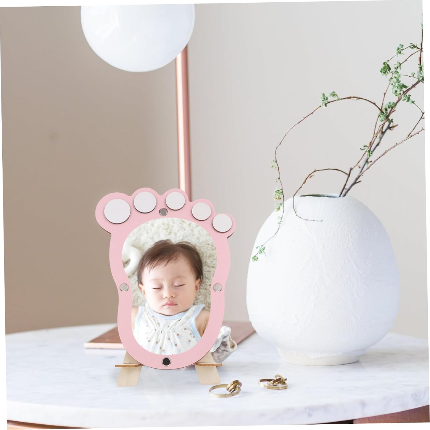 Baby Footprint Photo Frame Keepsake for Infant First Year Pink image 4