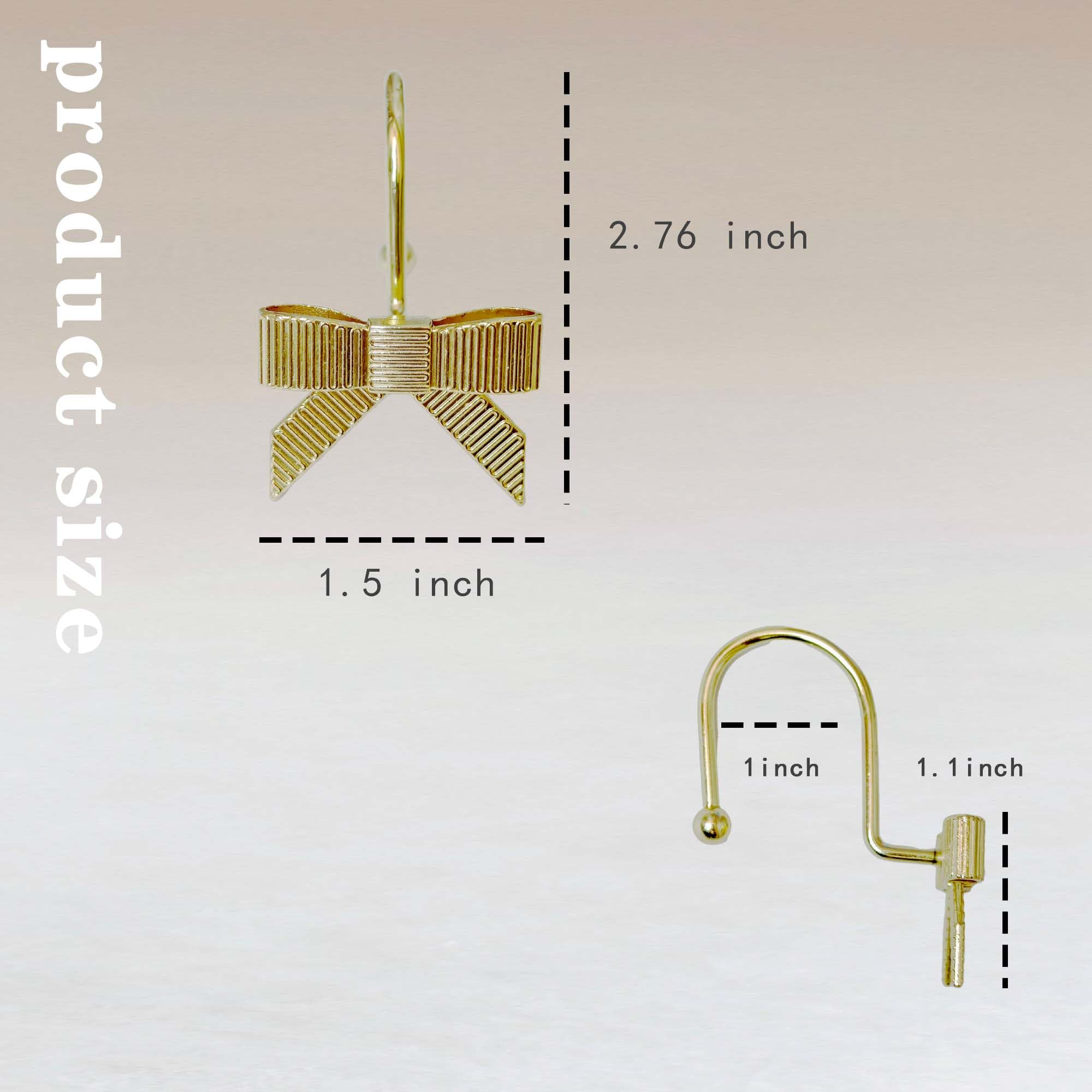 Gold Bow Shower Hooks - Rustproof Bathroom Decor -4 Gold Bow Shower Hooks - Rustproof Bathroom Decor -4