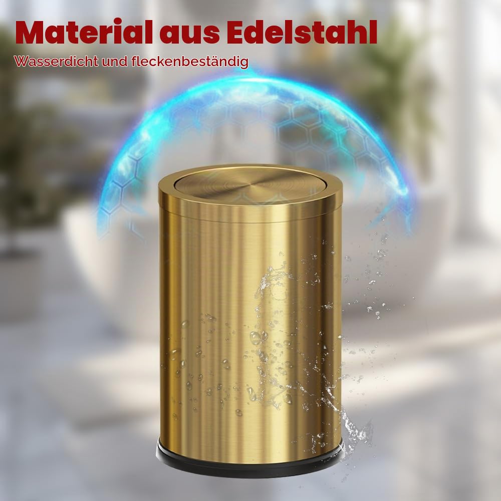 Der abfalleimer im goldenen bad,Die mülltonnen im doppelbad sind umgekippt，Die mülltonne der retro-badewanne Metallisches Gold (2golden)