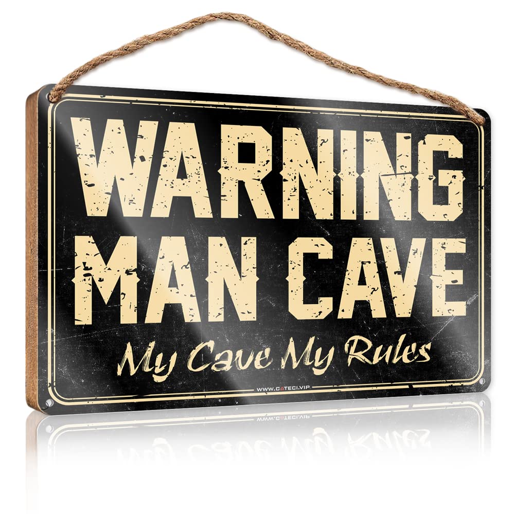 Bathroom Decor Sign Warning Man Cave My, Rules Wooden Sign Fall Signs For Home Decor The Room Decorations(15X28CM)