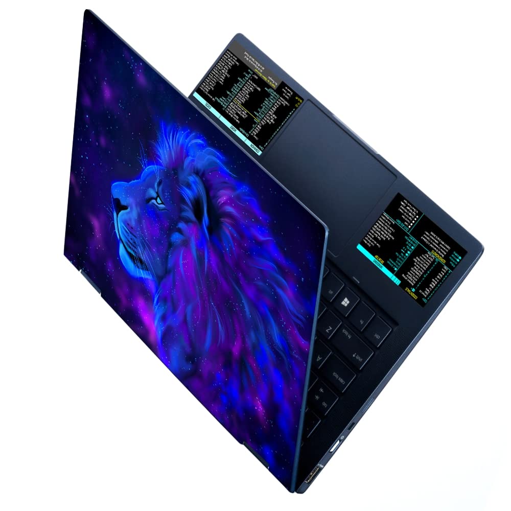Techfit Laptop Skin, Windows + Word/Excel (for PC/Windows) Quick Reference Guide Keyboard Shortcut Stickers, Training Aid Cheat Sheet, No-Residue Vinyl, Compatible for Windows Laptop - Galaxy Lion-image-2