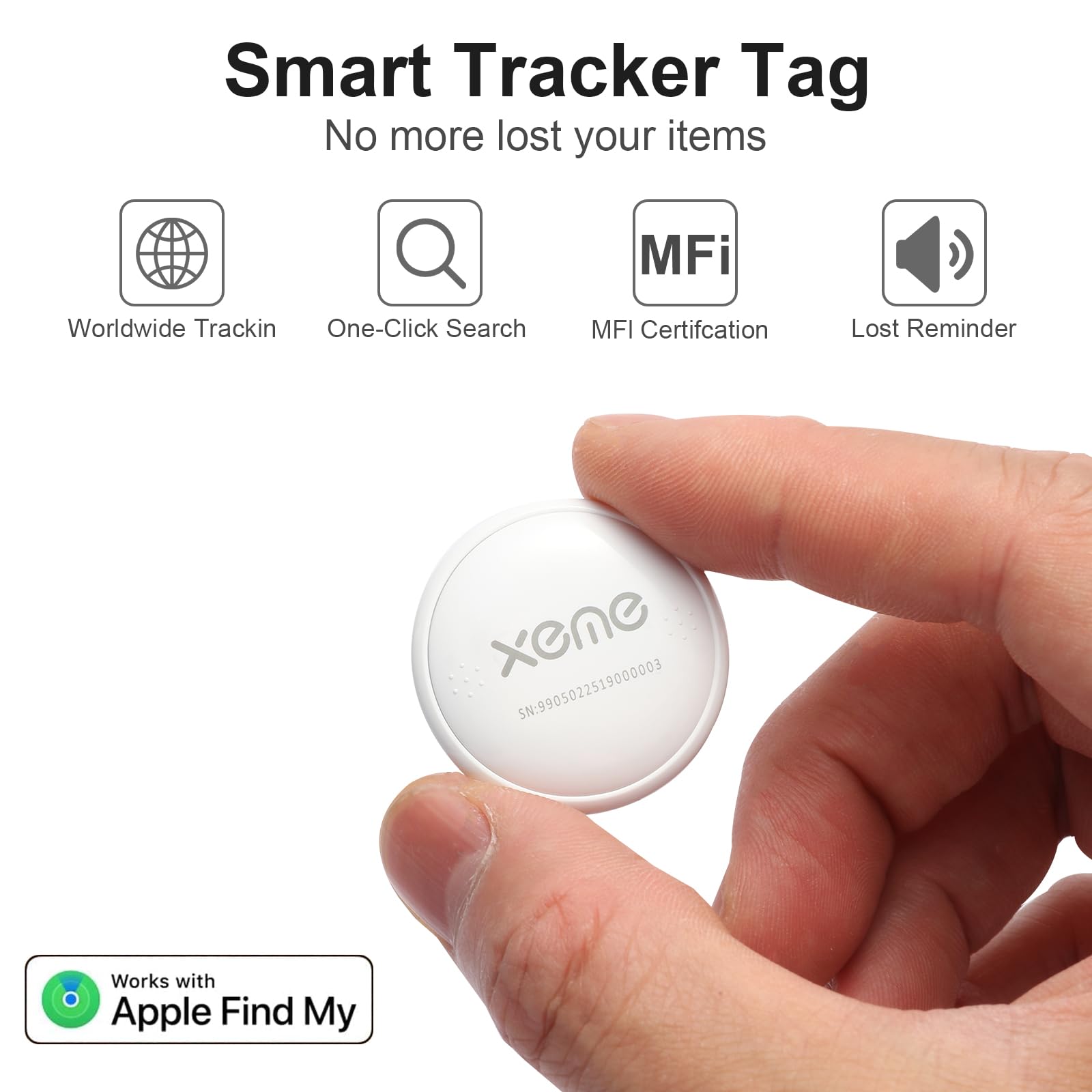 Localisateur de clés, localisateur de suivi Bluetooth avec Apple Find My (iOS uniquement), localisateur d'articles intelligent pour clés/bagages/portefeuille, etc.