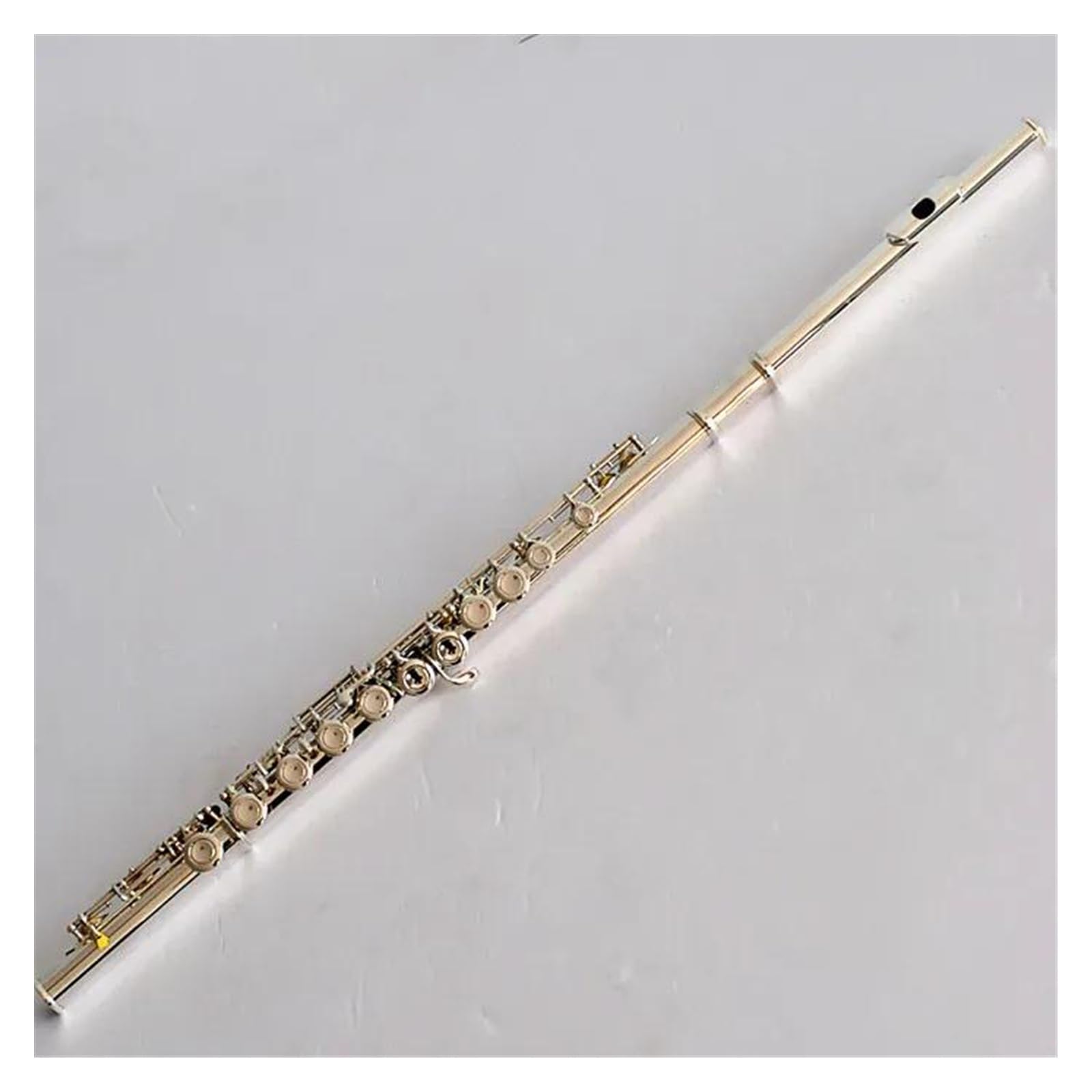 Flauta De Cuerpo Niquelado De Cuproníquel, Instrumento De Flauta De Tono C Con Orificio Cerrado De 16 Agujeros Con Estuche Flauta Travesera Kit
