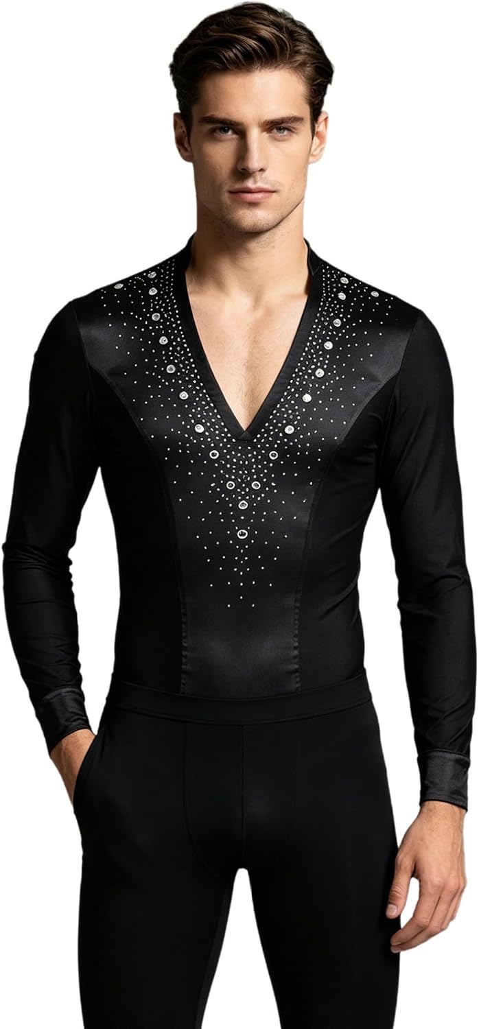 Men Latin Dance Shirt Top