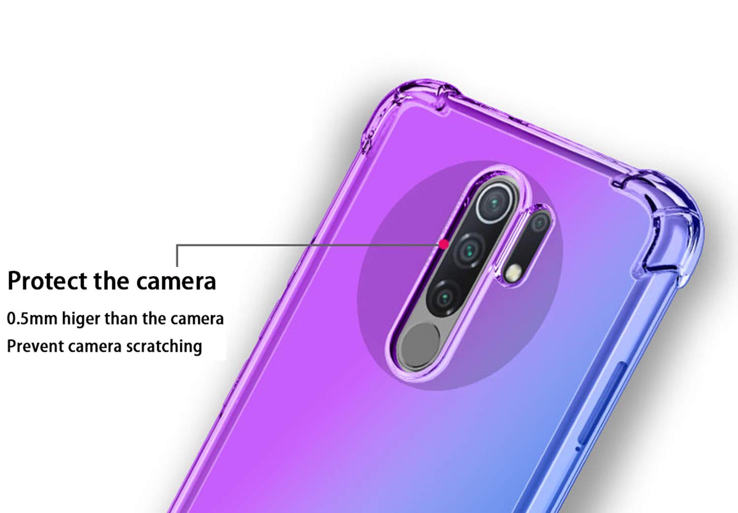 HAOTIAN Cover per Xiaomi Redmi 9 Cover, Custodia in TPU a Gradiente