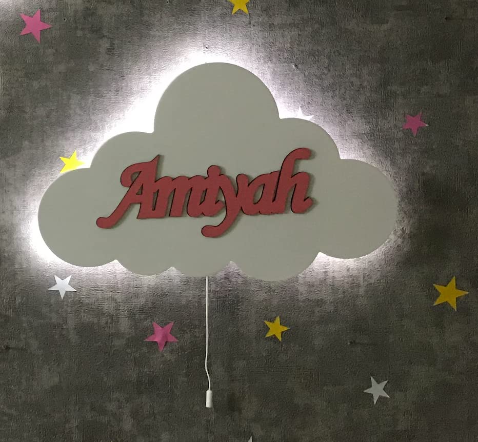 Miniatura 5 de Personalizable Kids Name Sign Lamp, Baby Room Wall Night Light Cloud Shape, Custom Gift Baby Name Montessori Bedroom Lamp Decor
