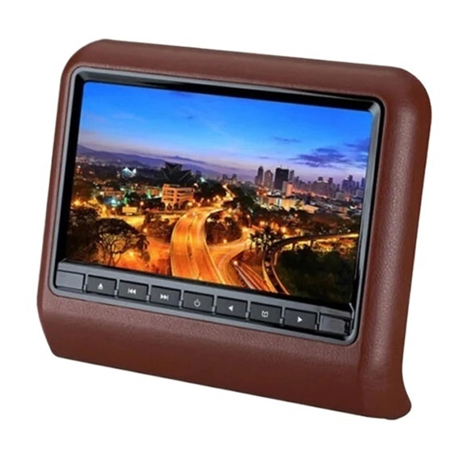 Écran LCD De 9 Pouces for Appui-tête De Siège De Voiture, Lecteur Multimédia Mp3/mp4, Transmetteur FM, Télécommande, Lecteur DVD, Moniteur(AV*1+DVD*1 Brown)