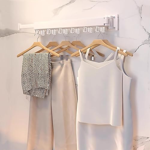 Miniatura 4 de SMG Estante de secado de ropa montado en la pared, estante de secado de lavandería, estante de ropa ahorrador de espacio, retráctil, plegable (tres