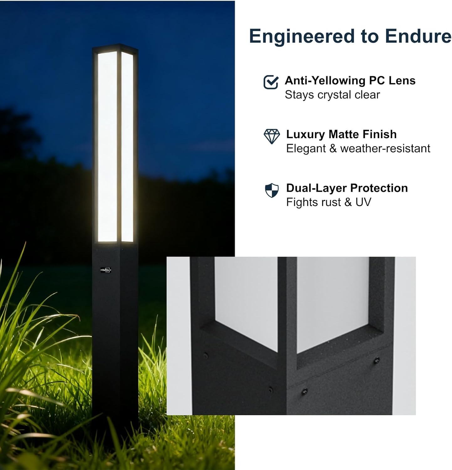 SkyGlow 71" Lamp Post Light, 12V Low Voltage Aluminum LED IP55 Waterproof Outdoor Modern Landscape Bollard Lights, Curb Appeal for Lawn Garden Pathway Path Patio Courtyard Driveway Decoration