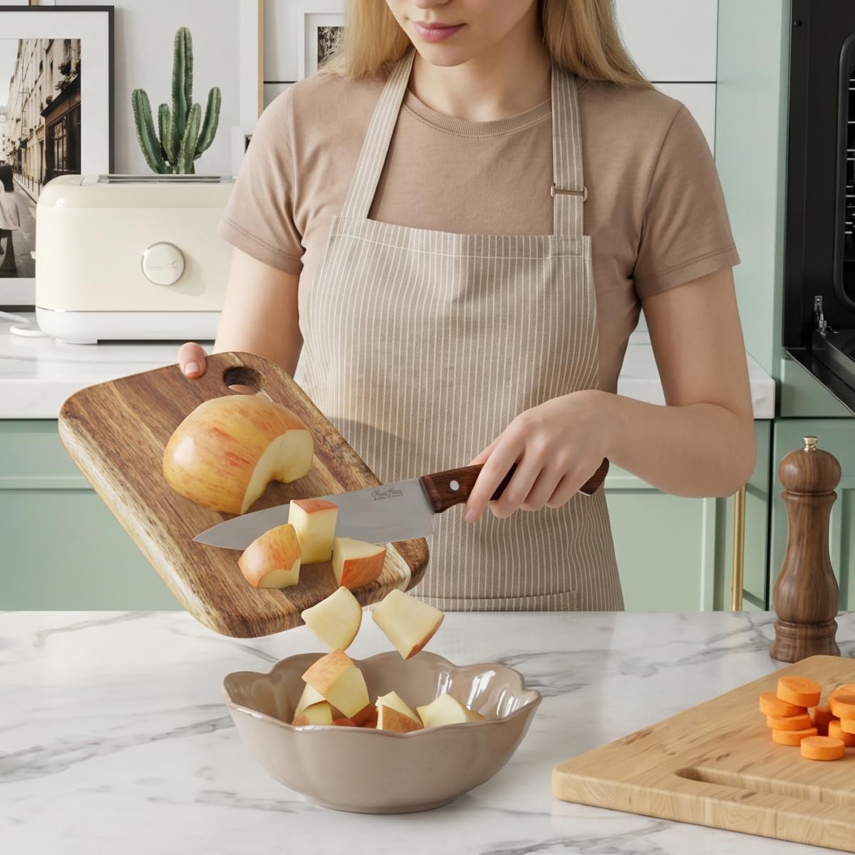 Small Wooden Cutting Board for Kitchen, Mini Wood Cutting Board with Hanging Hole, Wooden Kitchen Prep Board, Small Chopping Board for Fruit Vegetables Meat Bread 8.5" x 6"