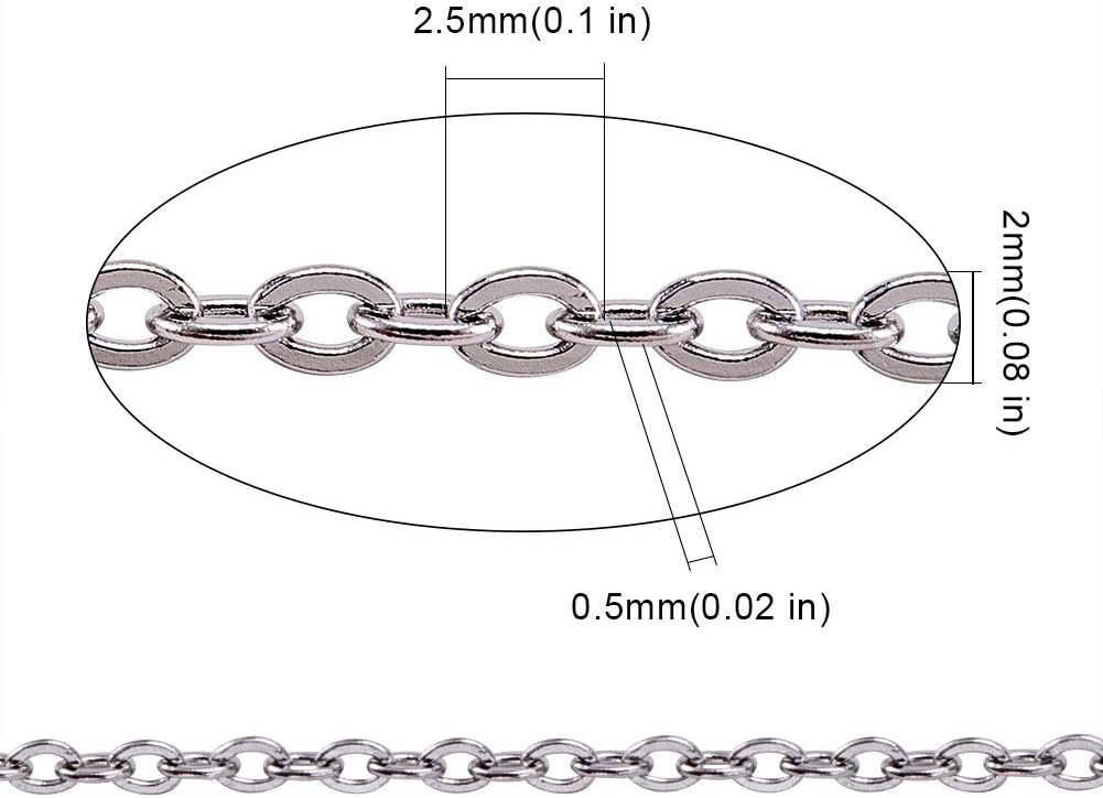 LiQunSweet 82FT (25m) 304 Stainless Steel Flat Cross Cable Link Chains Soldered with Spool for Jewellry Making DIY Crafts - 2.5x2mm