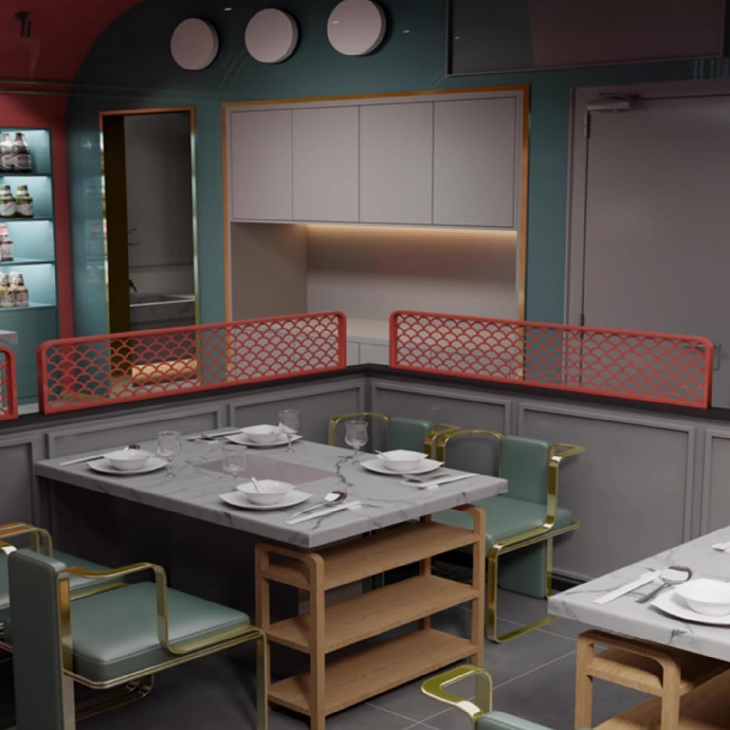 デスクトップパーティション ダイニングエリア用仕切り レストラン 中空装飾パーティション グリル オフィスデスク仕切り(Rosso,