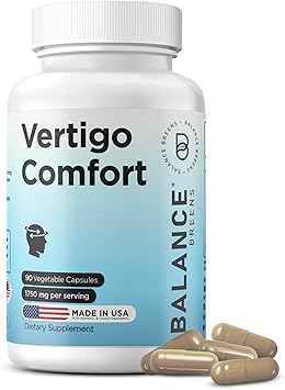 Vertigo Relief Supplement 1750mg, 90 Capsules - Natural Support for Motion Sickness, Dizziness, Tinnitus, Migraines, Inner Ear Balance Pack of 1