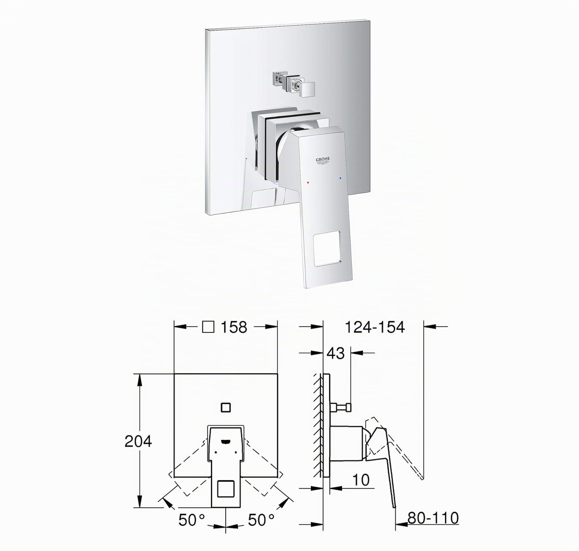 vanvilla Duschsystem Unterputz mit Duscharmatur Grohe poliert G01