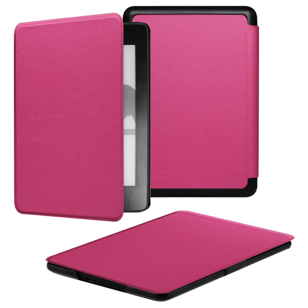 YYS Case for Kindle Paperwhite Prior to 2018 E-Reader - Durable Leather Cover with Auto Wake/Sleep, Only Suitable for Model DP75SDI or EY21, Rose Red