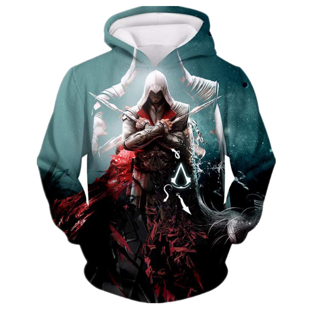 CHENMA Men Cosplay 3D Print Pullover Hoodie Sweatshirt with Kangaroo Pocket
