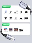 UGREEN USB Câble d'extension 3.0 Cord d'extension Nylon tressé un mâle à femelle câble de transfert de données pour disque dur, Hub, USB Sticks, souris, clavier, Xbox, caméra, Webcam, 6.6FT
