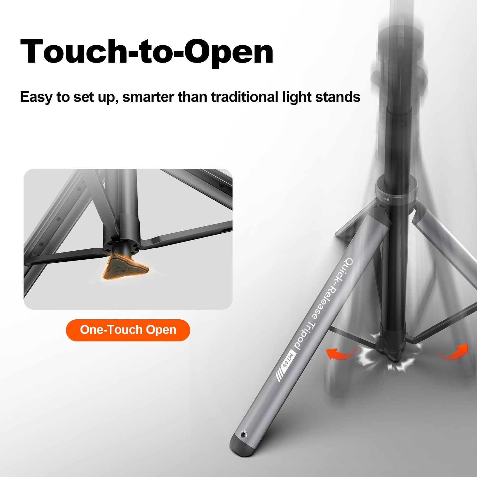 COMAN MT68 - Supporto per luce, apertura automatica, 211,8 cm, regolabile, portatile, per fotografia, treppiede per telefono con testa a sfera a sgancio rapido con vite da 1/4, adatto per Octabox