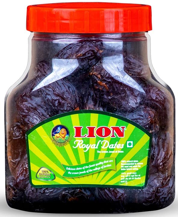 Lion Dates 2Kg Pack - Medjool Dates From Jordan - Khajur Dry Fruits - Jumbo Size - Healthy & Nutritious Snack - Rich In Protein, Vitamins, Minerals & Iron - Fresh Imported Khajoor