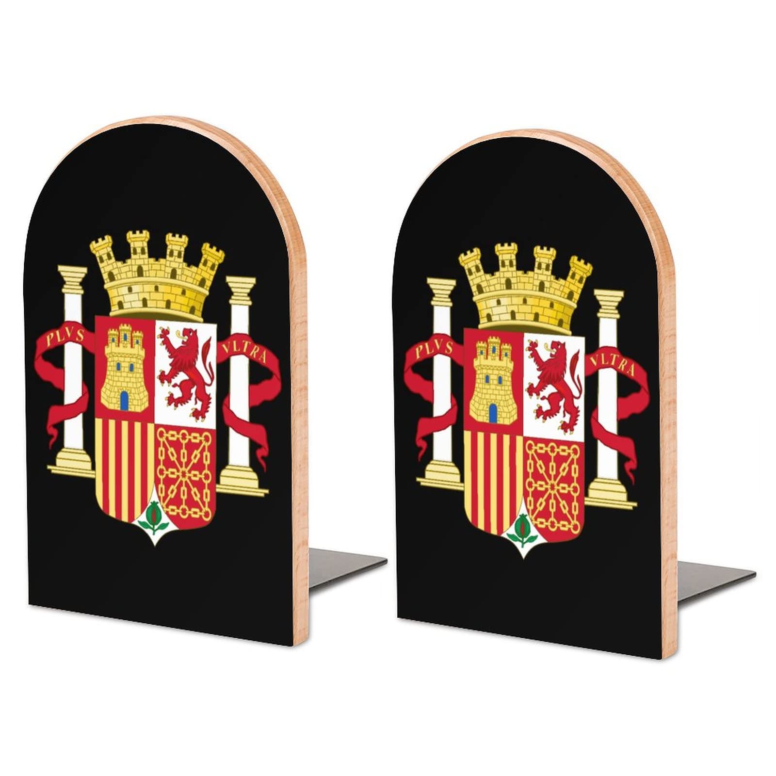 Coat of Arms of Spain Bookends Heavy Duty Book Stand 1 Pair for Home Office Shelves Decorative