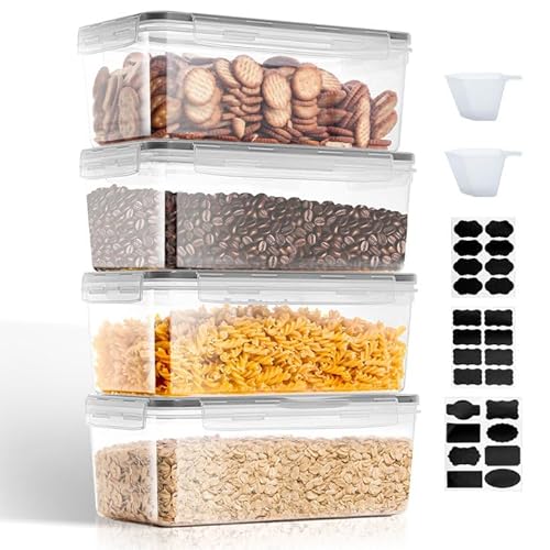 VINATO 3.2L Scatola Portaoggetti Da Cucina - Set Di 4, Barattoli Ermetici Alimentari In Plastica Sigillati Con Coperchio, Per Conservare Cereali, Pasta, Farina