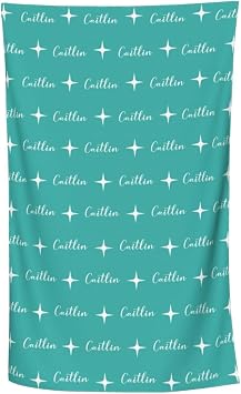 Personalized Beach Towels with Names Pattern Custom Bath Towel Customized Gifts for Baby Boys Girls Men Women Lake Blue