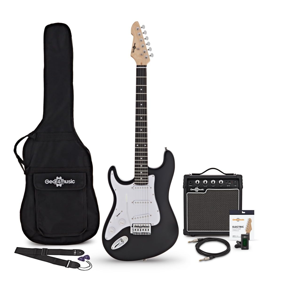 LA Left Handed Electric Guitar Black 10W Guitar Amp & Accessory Pack | For left-handed beginner guitarists comfortable lightweight body 2-band EQ amp with headphone output accessories include product thumbnail 2