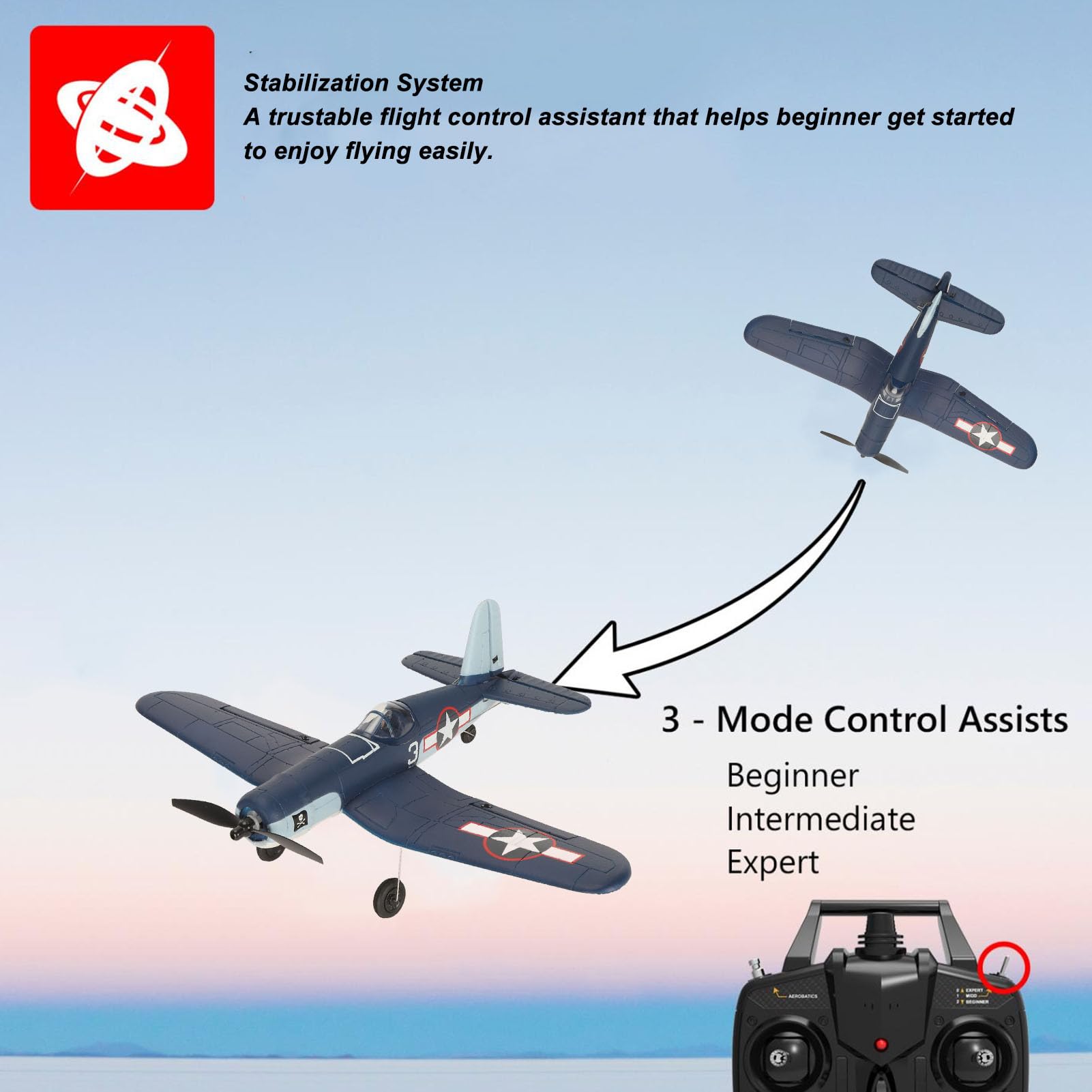 Aereo RC professionale 2.4Ghz Pronto a volare Aereo telecomandato con batteria da 400mAh Tecnologia anti-interferenza per principianti Adulti Volo all'aperto Materiale EPP