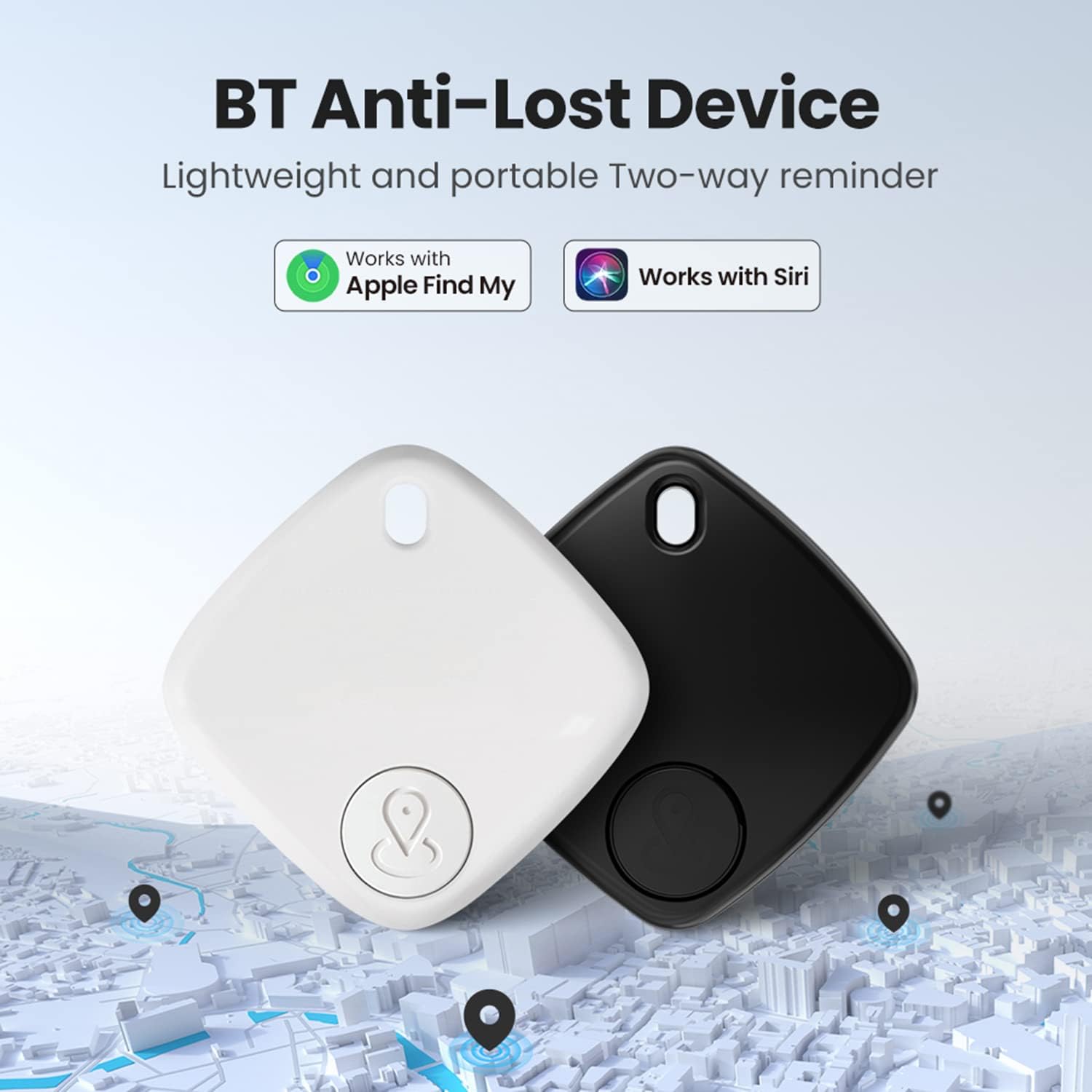 Key Finder, Bluetooth Tracker Locator, Works with Apple Find My(iOS Only), Smart tag Item Finder with Key Chain, Smart Item Locator for Keys, Bags, Luggage, Pet, Battery Included (3Pack-Black)