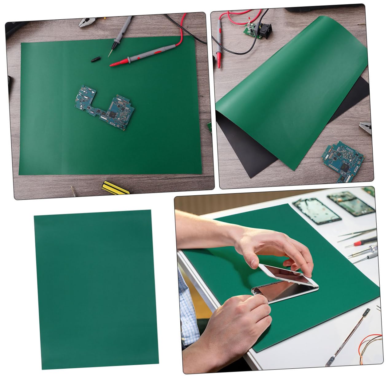 3piezas Alfombra Antiestática Para Trabajo Resiste El Calor Para Escritorio Banco De Trabajo y Suelo Esterilla De Soldadura y Conexión Tierra Para Ordenador