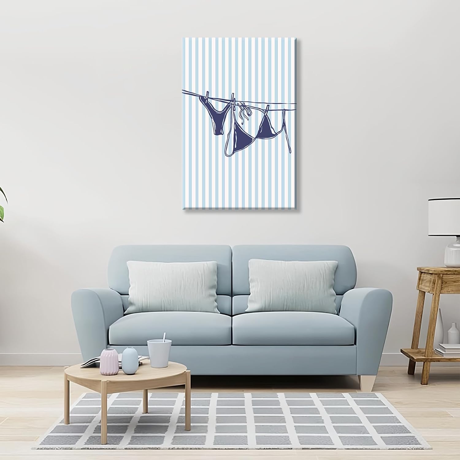Summer Beach Wall Art Navy Blue Bikini Posters Coastal Cowgirl Room Decor Trendy Sea Themed Canvas Prints Preppy Beachy Pictures for Teen Girls College Dorm Apartment Bedroom Bathrom 12x16in Unframed