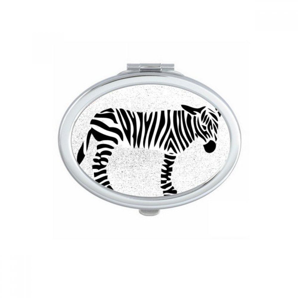 Miroir compact portable ovale au design de zèbre noir et finitions main