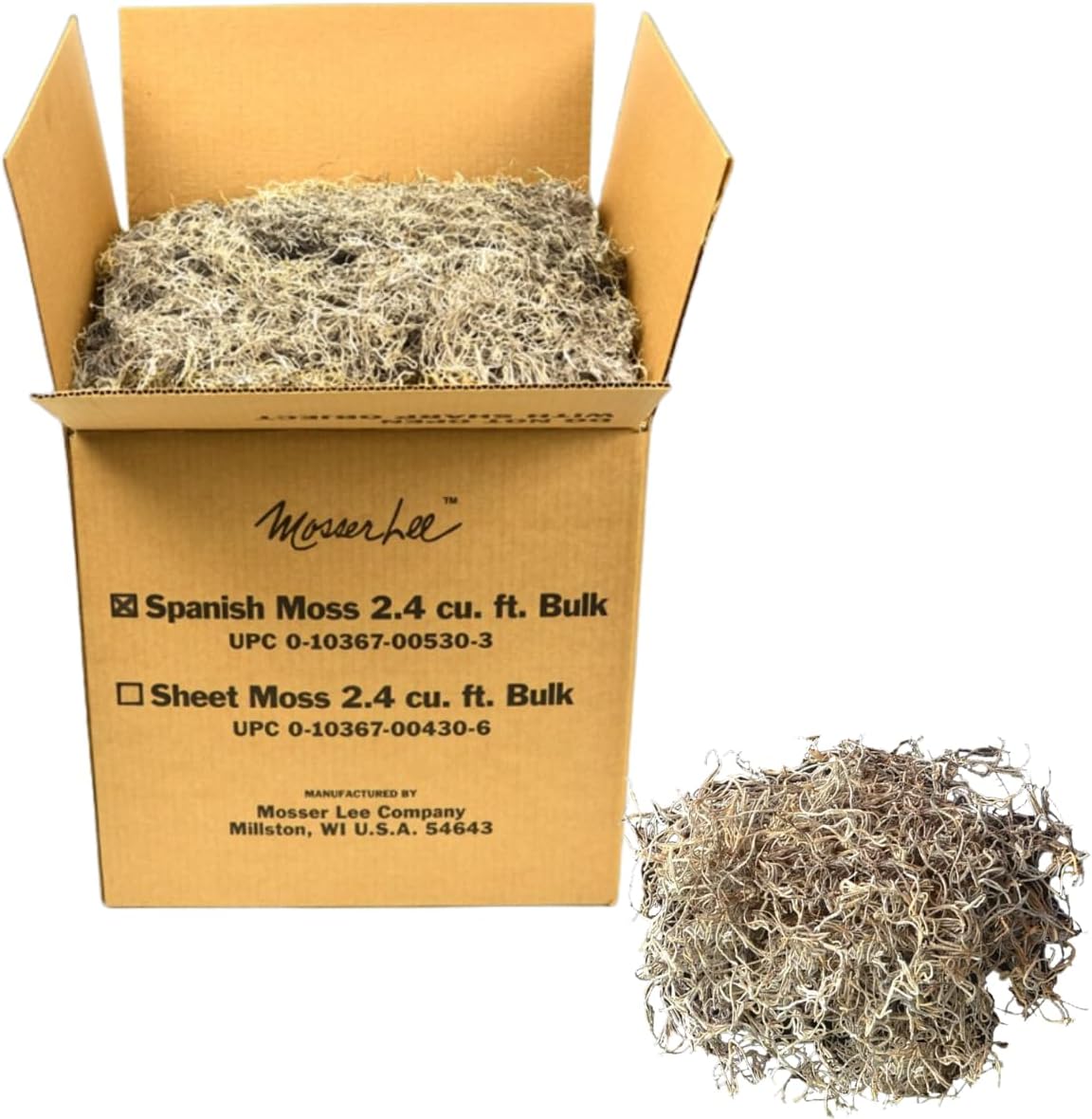 Mosser Lee Spanish Moss – Natural Decorative Moss for Houseplants, Soil Cover, Crafts, Terrariums & Floral Arrangements - 2.4 Cubic Foot