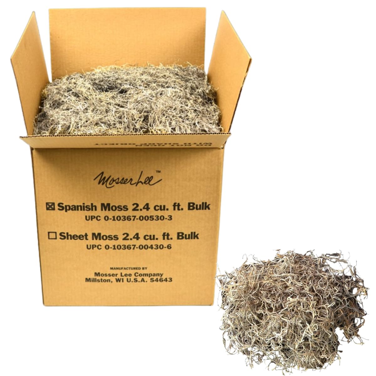 Mosser Lee Spanish Moss – Natural Decorative Moss for Houseplants, Soil Cover, Crafts, Terrariums &amp; Floral Arrangements - 2.4 Cubic Foot
