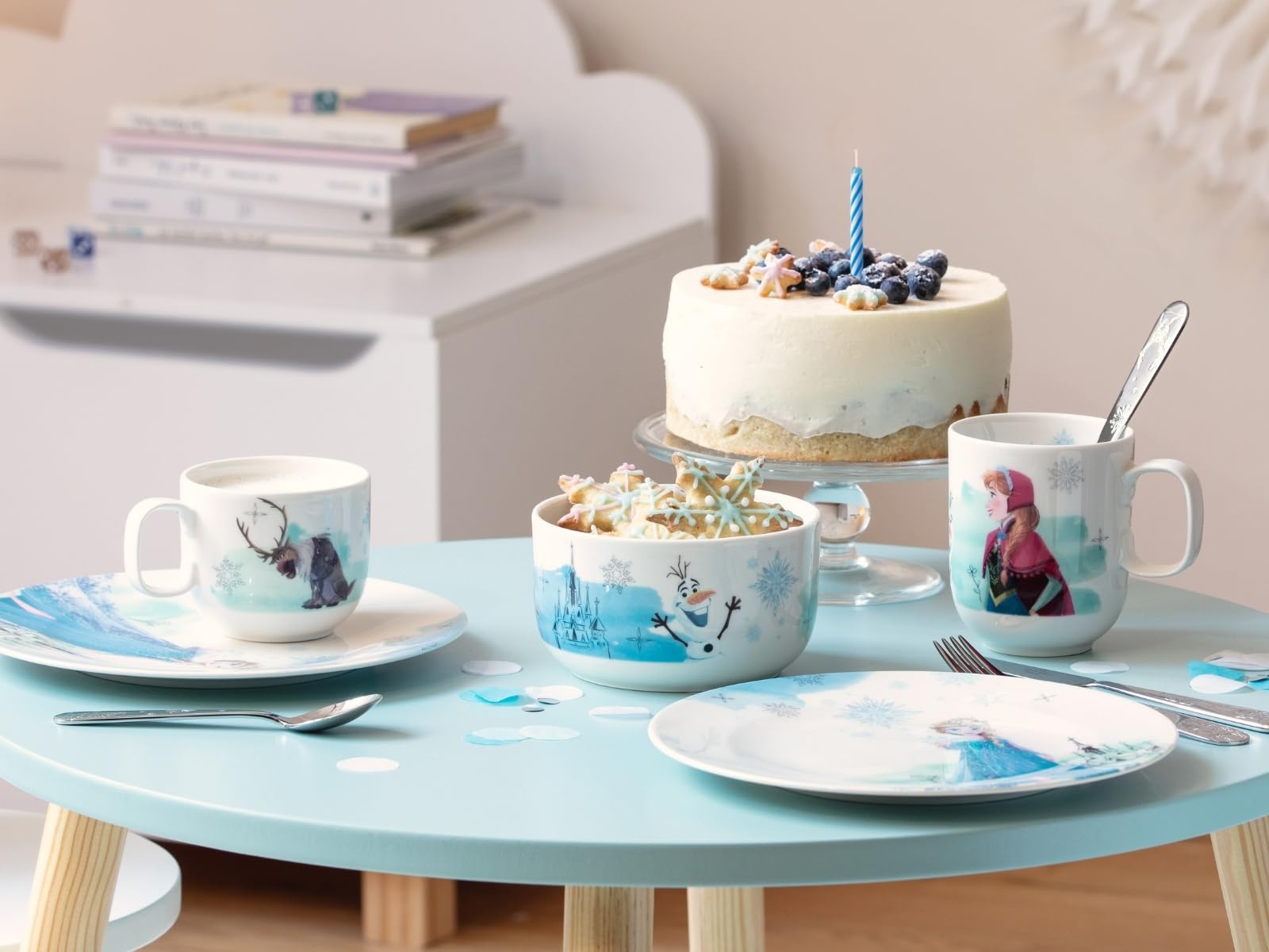 Villeroy & Boch – Disney Frozen ensemble de vaisselle pour enfant, 7 pièces, garanti lave-vaisselle, résistant au four à micro-ondes, vaisselle et couverts de table pour enfant, porcelaine Premium