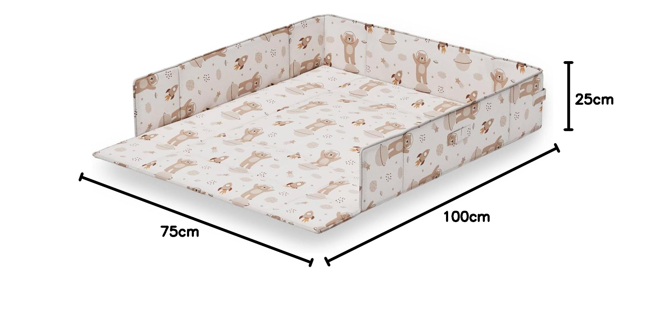 Sämann Laufgittereinlage 75x100 bis 120x120 cm - universal Einlage für Laufstall - Seitenpolsterung viereckig - Space Adventure 100x100 cm