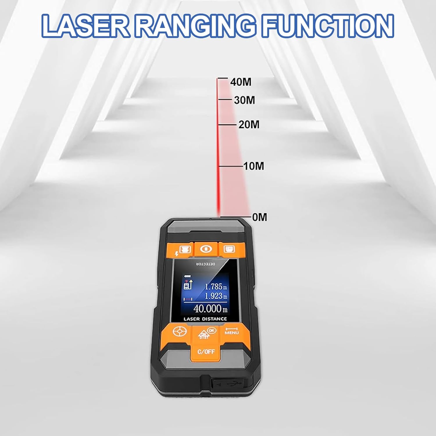 Stud Finder Wall Scanner, Multifunctional Measuring Detector, with LCD Display & Audio Alarm, for Distance Measurement, Metal Detection, AC Detection, Wood Block Detection