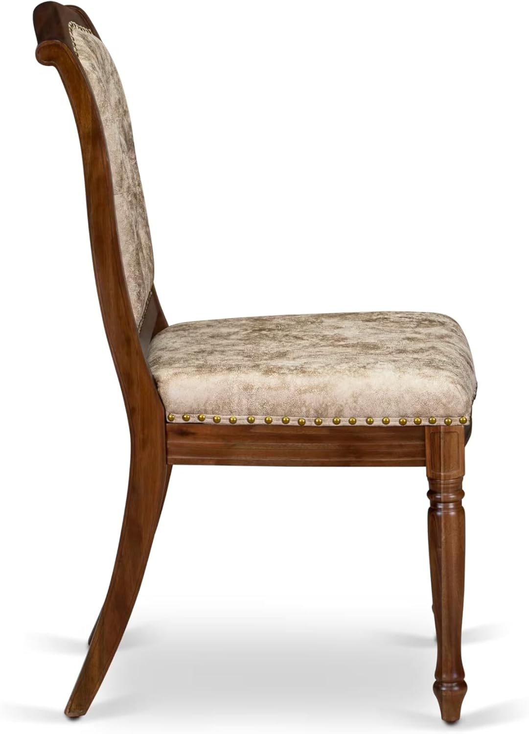 LEMA7-AWA-36 7 Pieces Dining Room Set Consists of a Rectangular Modern Dining Table and 6 Light Beige Polyester Fabric Kitchen Chairs, Antique Walnut Finish image 11 of 16 B0DSJXC4GD